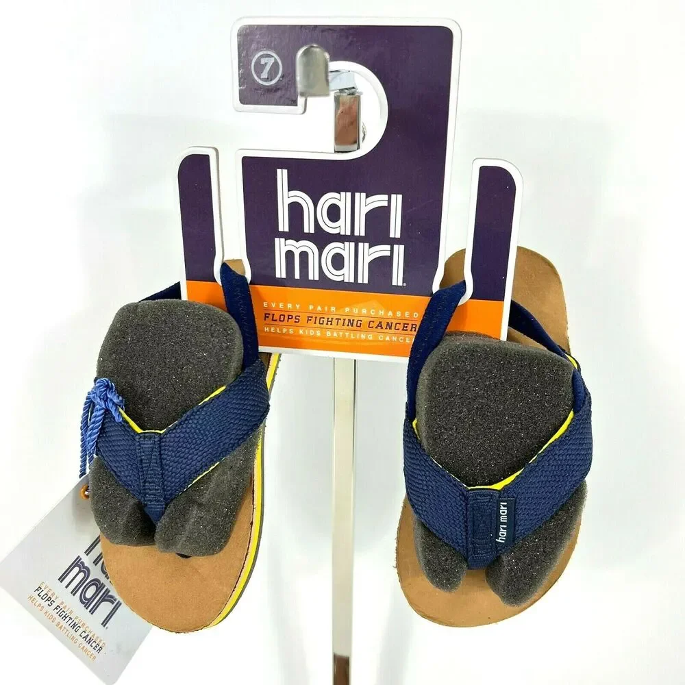 Hari Mari Kid's Scouts Rubber Flip Flops Textile Straps Size 7 Navy Toddler New